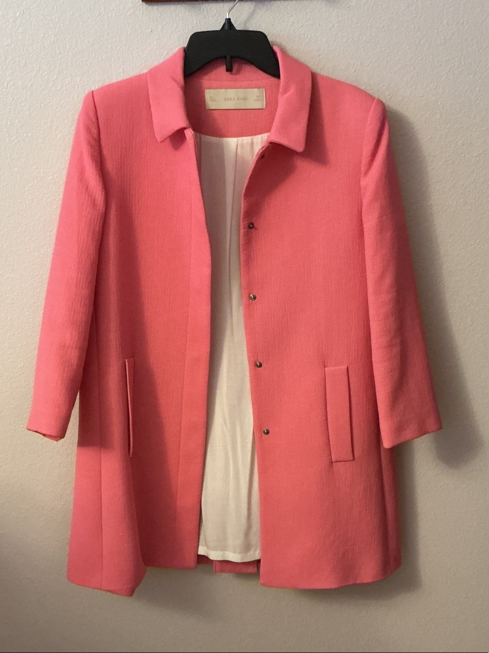 Zara Pink Collar Pea Coat